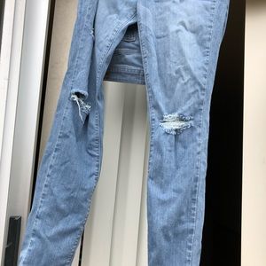 PAIGE Highwasted skinny jeans light blue with rips